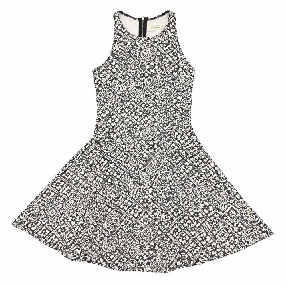 Abercrombie & Fitch Dress Womens Small Black White Skater Fit Flare - Picture 2 of 6